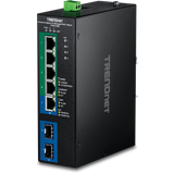 Trendnet - TI-PG743Bi - 7-Port Industrial Gigabit L2 Managed PoE+ DIN-Rail Switch 24 - 57V