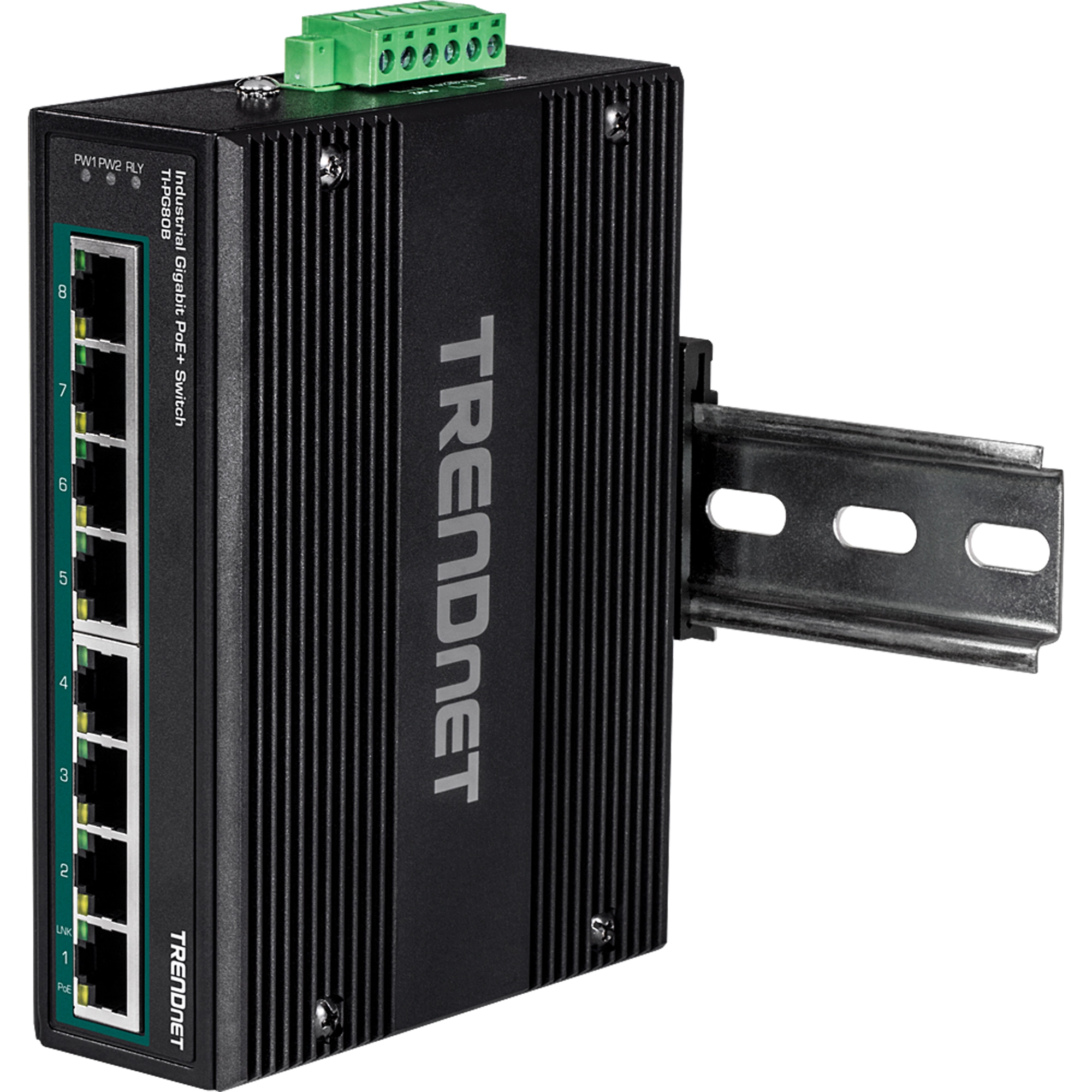 TRENDNET - TI-PG80B - 8-Port Industrial Gigabit PoE+ DIN-Rail Switch (24 - 56V)