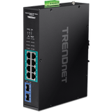 TRENDNET - TI-PGM102 - 10-port Industrial Gigabit PoE+ DIN-Rail Switch -20° – 65°C (-4° – 149°F)