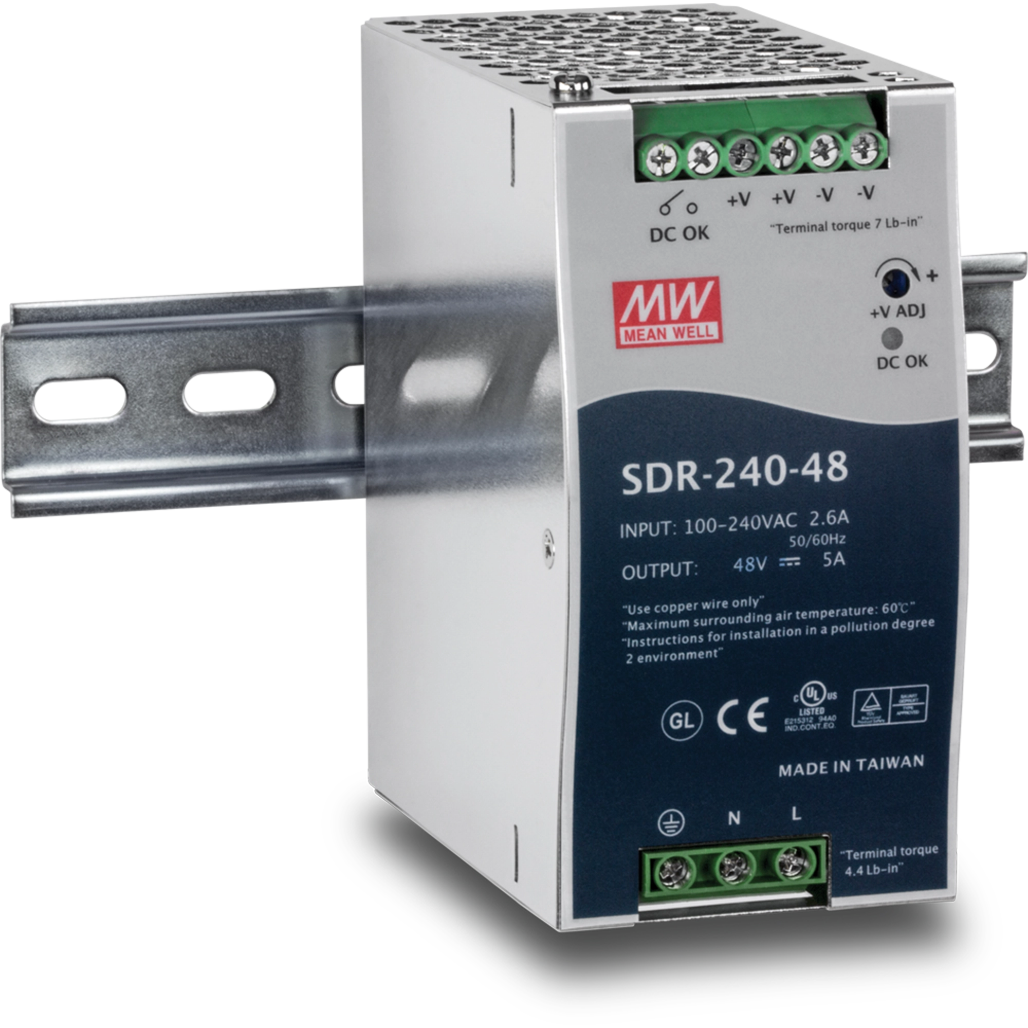 TRENDNET - TI-S24048 - DIN Rail 48V 240W Power Supply for TI-PG80