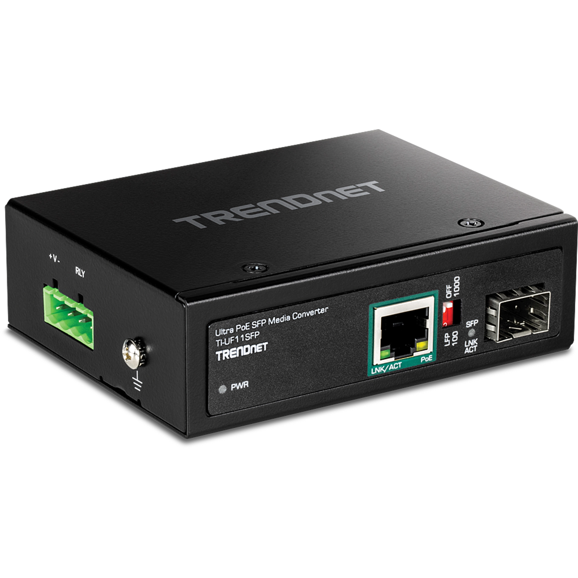 TRENDNET - TI-UF11SFP - Hardened Industrial SFP to Gigabit UPoE  Media Converter