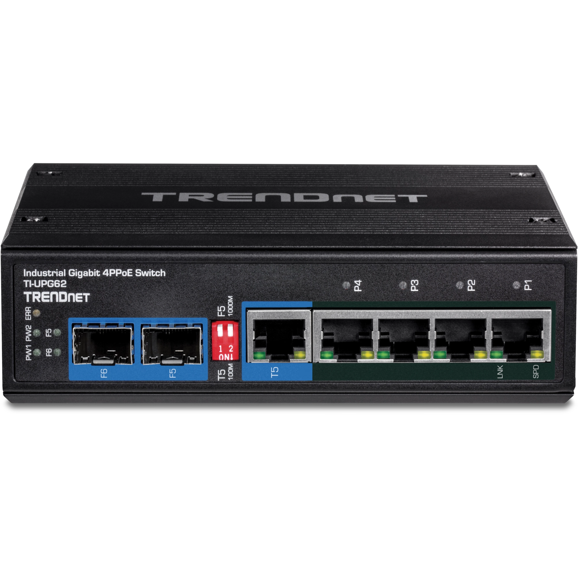 TRENDNET - TI-UPG62 - 6-Port Hardened Industrial Gigabit Ultra PoE DIN-Rail Switch