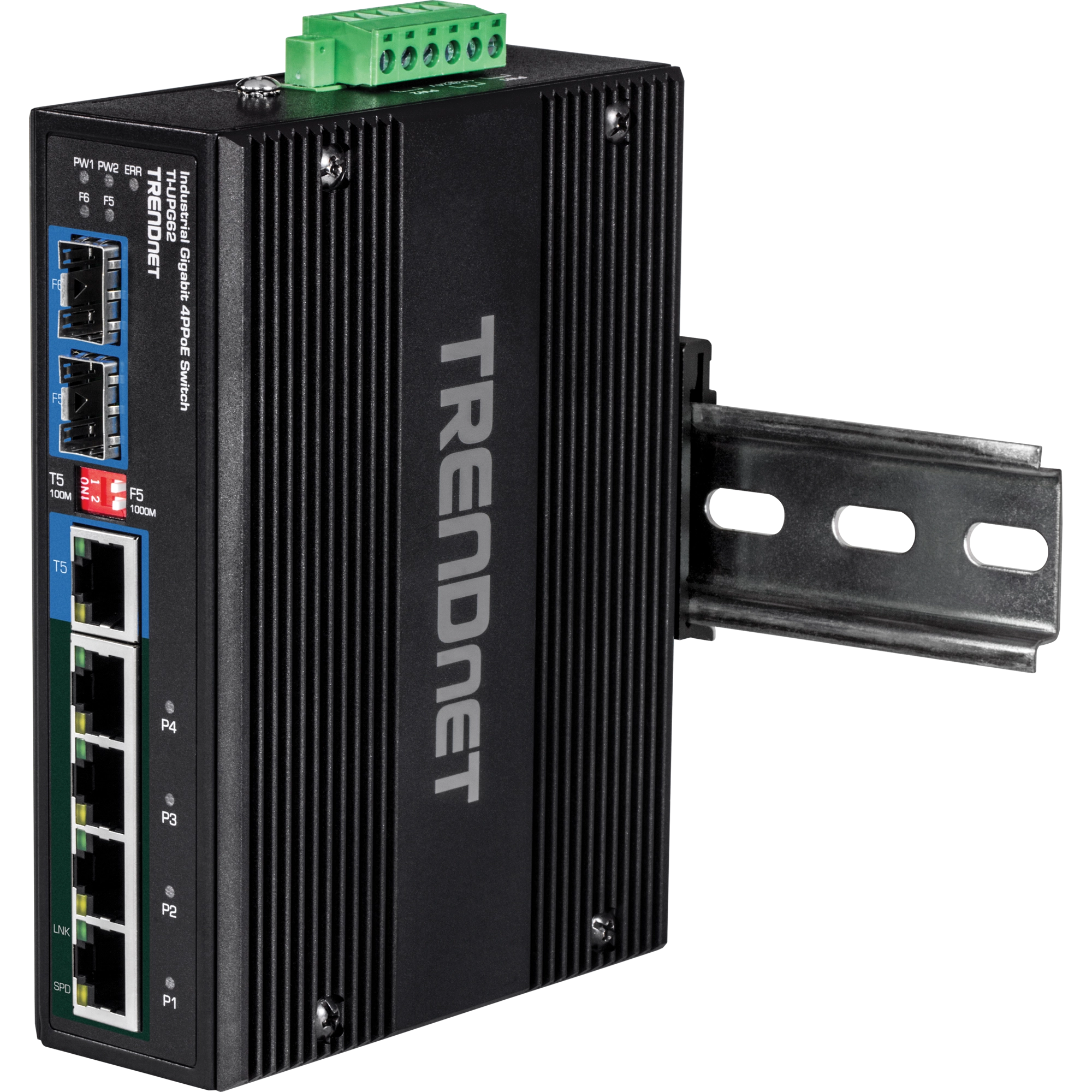TRENDNET - TI-UPG62 - 6-Port Hardened Industrial Gigabit Ultra PoE DIN-Rail Switch