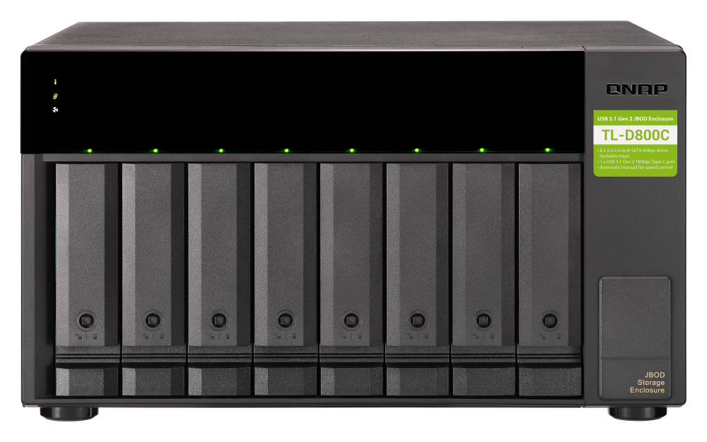 QNAP - TL-D800C-US - 8-bay desktop USB-C 3.1 Gen2 10Gbps JBOD expansion unit  with a 1-meter USB-C to USB-A 3.1 Gen2 cable