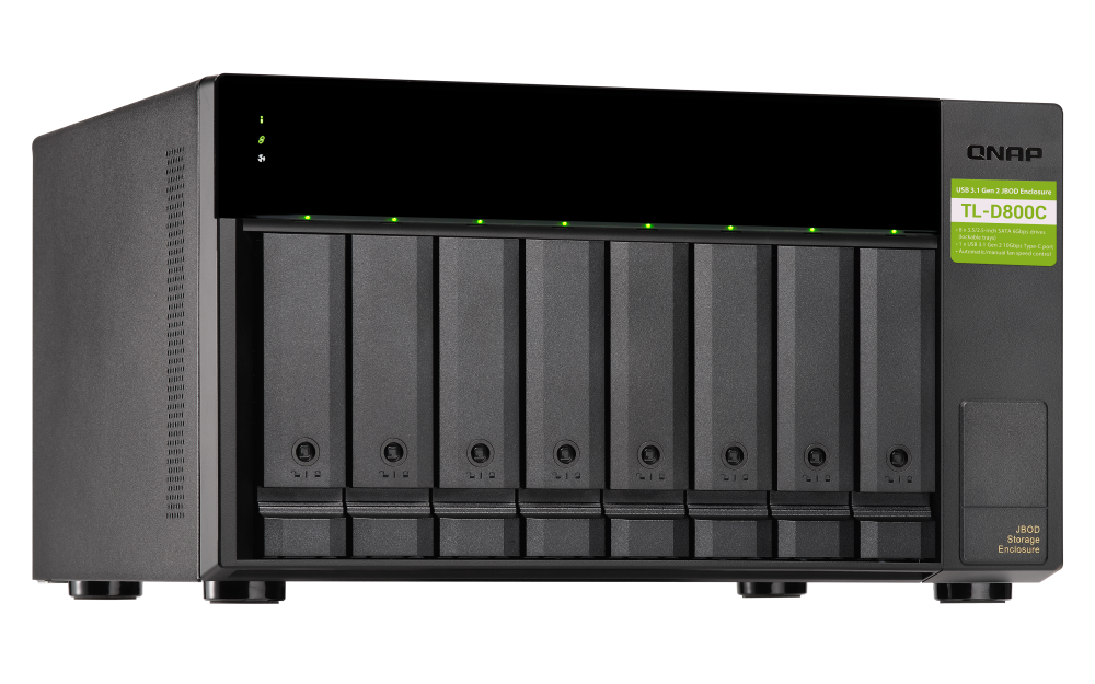 QNAP - TL-D800C-US - 8-bay desktop USB-C 3.1 Gen2 10Gbps JBOD expansion unit  with a 1-meter USB-C to USB-A 3.1 Gen2 cable