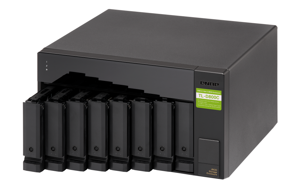 QNAP - TL-D800C-US - 8-bay desktop USB-C 3.1 Gen2 10Gbps JBOD expansion unit  with a 1-meter USB-C to USB-A 3.1 Gen2 cable