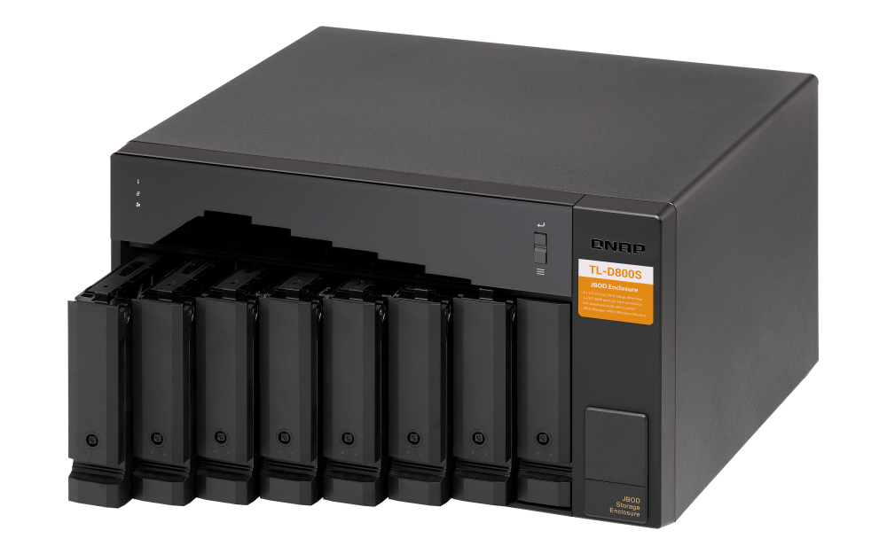 QNAP - TL-D800S-US - 8-bay desktop SATA JBOD expansion unit with a QXP-800eS-A1164 PCIe SATA host card and 2 SFF-8088 to SFF-8088 SAS/SATA 6Gb/s external cables