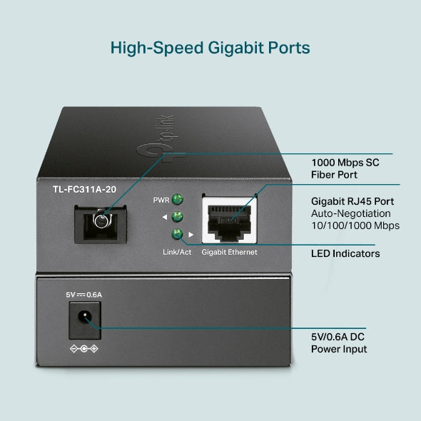 TP-Link - TL-FC311A-20 - Gigabit WDM Media Converter