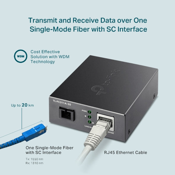 TP-Link - TL-FC311A-20 - Gigabit WDM Media Converter