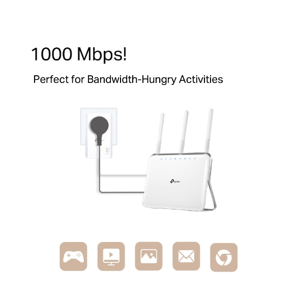 TP-Link - TL-PA7017P KIT - AV1000 Gigabit Passthrough Powerline Starter Kit