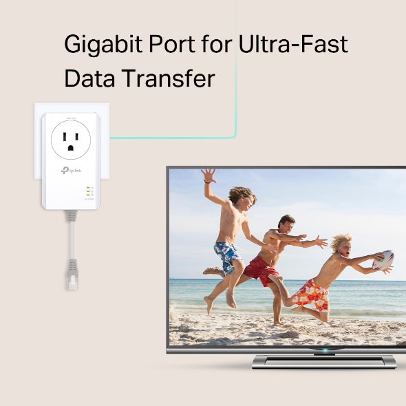 TP-Link - TL-PA7017P KIT - AV1000 Gigabit Passthrough Powerline Starter Kit