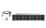 QNAP - TL-R1220Sep-RP-US - 12-bay 2U rackmount SAS 12Gbps JBOD expansion enclosure with SAS expander, 2.5:/3.5" SAS 12Gbps & SAS/SATA 6Gbps drives, 4 x SFF-8644 Mini-SAS HD ports, redundant PSU, without rail kit