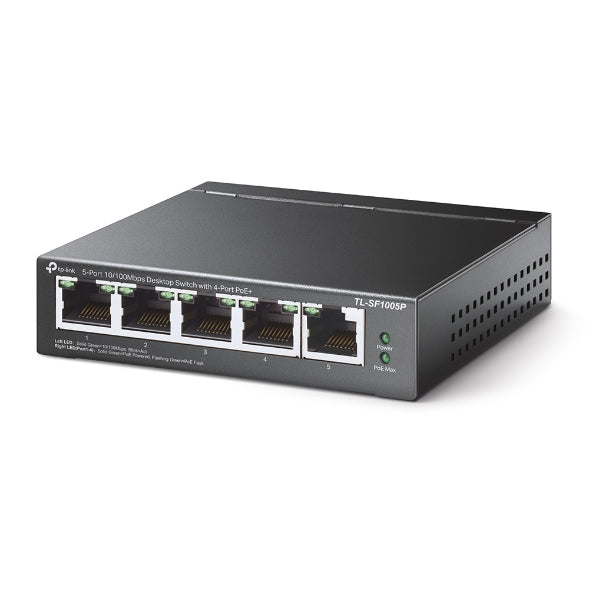 TP-Link - TL-SF1005P - 5-Port 10/100Mbps Desktop Switch with 4-Port PoE+
