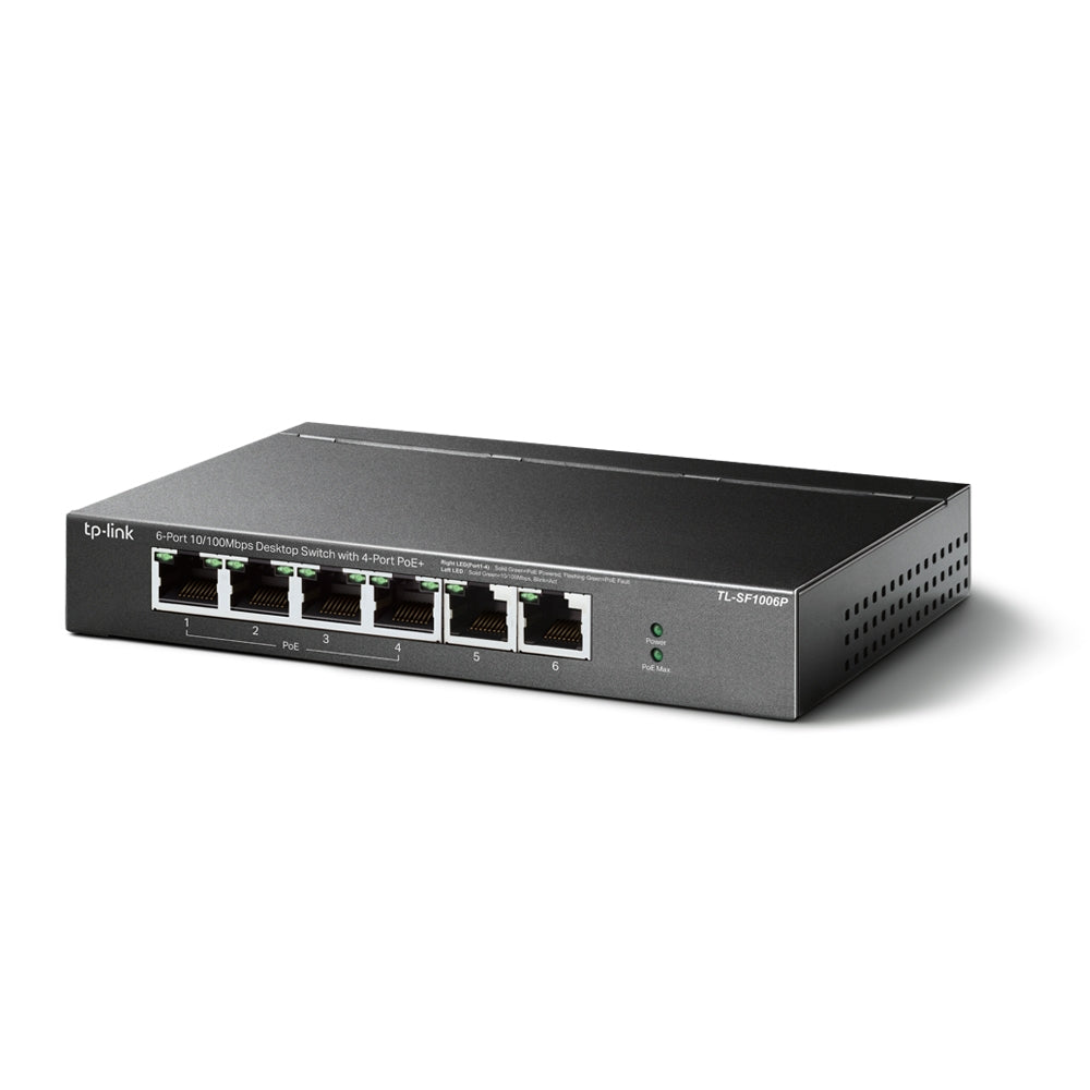 TP-Link - TL-SF1006P - 6-Port 10/100Mbps Desktop Switch with 4-Port PoE+