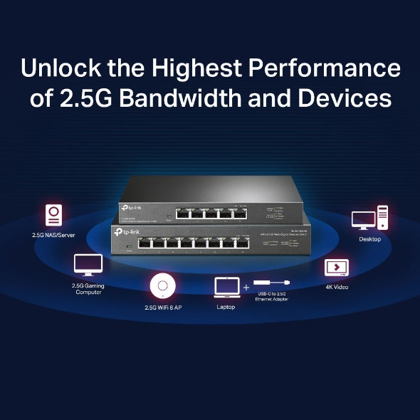 TP-Link - TL-SG108-M2 - 8PORT 2.5G MULTI-GIGABIT PERP DESKTOP SWITCH