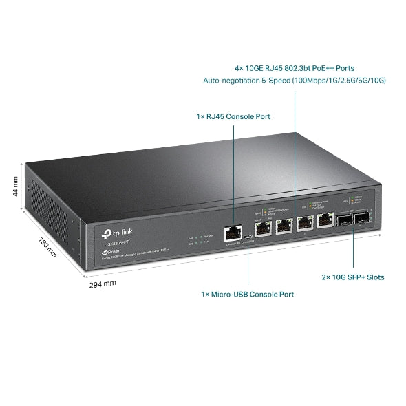 TP-Link - TL-SX3206HPP - JETSTREAM 4-PORT 10GBASE-T & PERP 2PORT 10GE SFP+ L2+ MNGD SWITCH