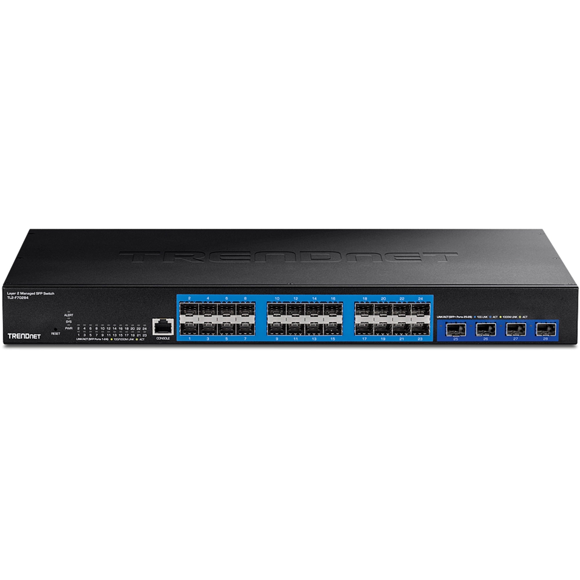 TRENDNET - TL2-F70284 - 28-Port Layer 2 Managed SFP Switch with 10G SFP+ Ports