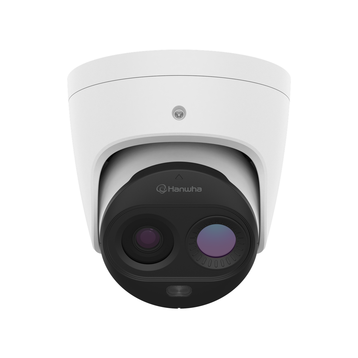 Hanwha - TNM-C2722TDR - Wisenet T network Bi-spectrum Early Fire Detection Camera, Thermal: 160 x 120 (uncooled) @ 8fps, <50mK (NETD), built-in 1.9mm fixed lens (57° HFoV / 44° VFoV), Visible: 3MP, built-in 4.46mm fixed lens (69° HFoV / 50.8° VFoV), 