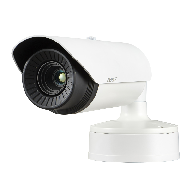 Hanwha - TNO-4040TR - Wisenet T network outdoor vandal Radiometric bullet camera (uncooled), 640x480 @ 30fps, 19mm fixed focal lens (32°), triple codec H.265/H.264/MJPEG with Wisestream II, built-in SD card slot (1x256GB), advanced video analytics an