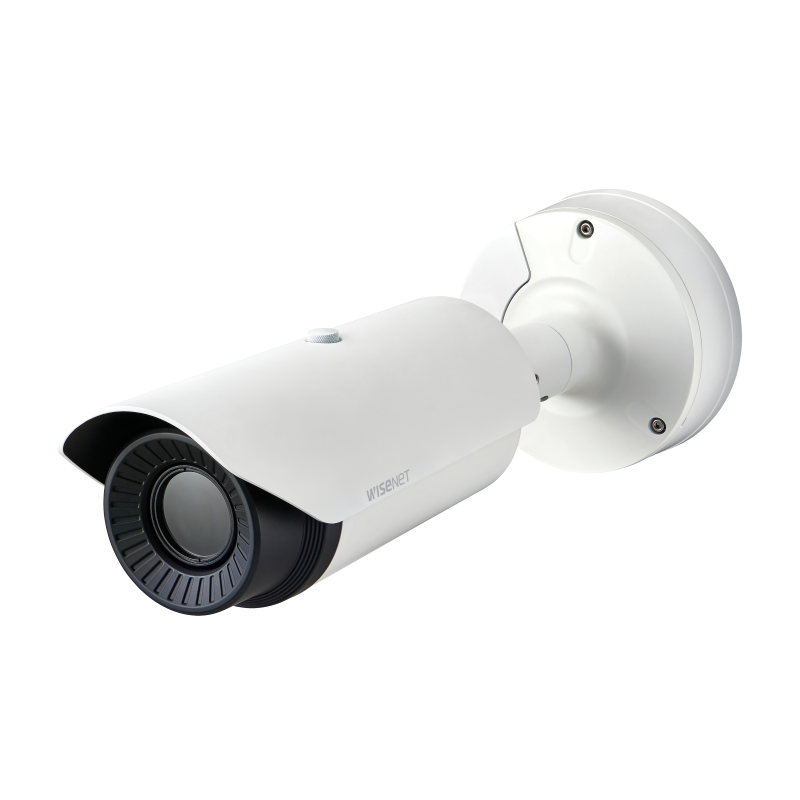 Hanwha - TNO-4050T - Wisenet T network outdoor vandal thermal bullet camera (uncooled), 640x480 @ 30fps, 35mm fixed focal lens (17.2°), triple codec H.265/H.264/MJPEG with Wisestream II, built-in SD card slot (1x256GB), advanced video analytics and s