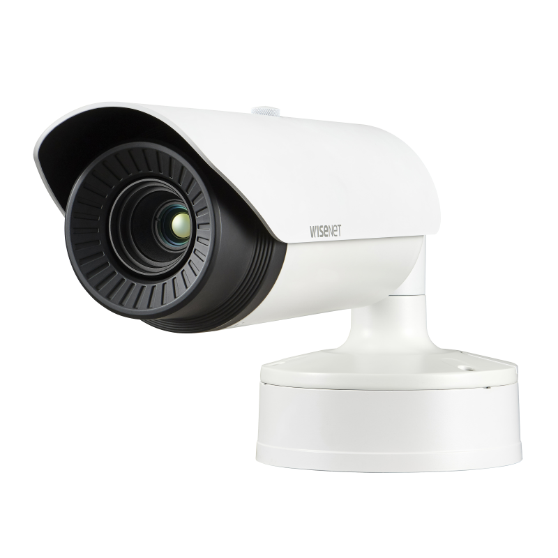 Hanwha - TNO-L4040T - Wisenet T network outdoor vandal thermal bullet camera (uncooled), 640x480 @ 8fps, 19mm fixed focal lens (32°), triple codec H.265/H.264/MJPEG with Wisestream II, built-in SD card slot (1x256GB), advanced video analytics and sou