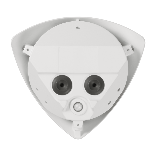 Hanwha - TNV-8011C - Compact corner mount camera, 5MP @ 30fps, triple codec, WDR 120dB, 2.3mm fixed, USB and CVBS, true D/N, built-in SD card slot (1x128GB), hallway view, HLC, defog detection, PoE, Audio-in/Audio-out, Wisenet open platform
 IP66, IP