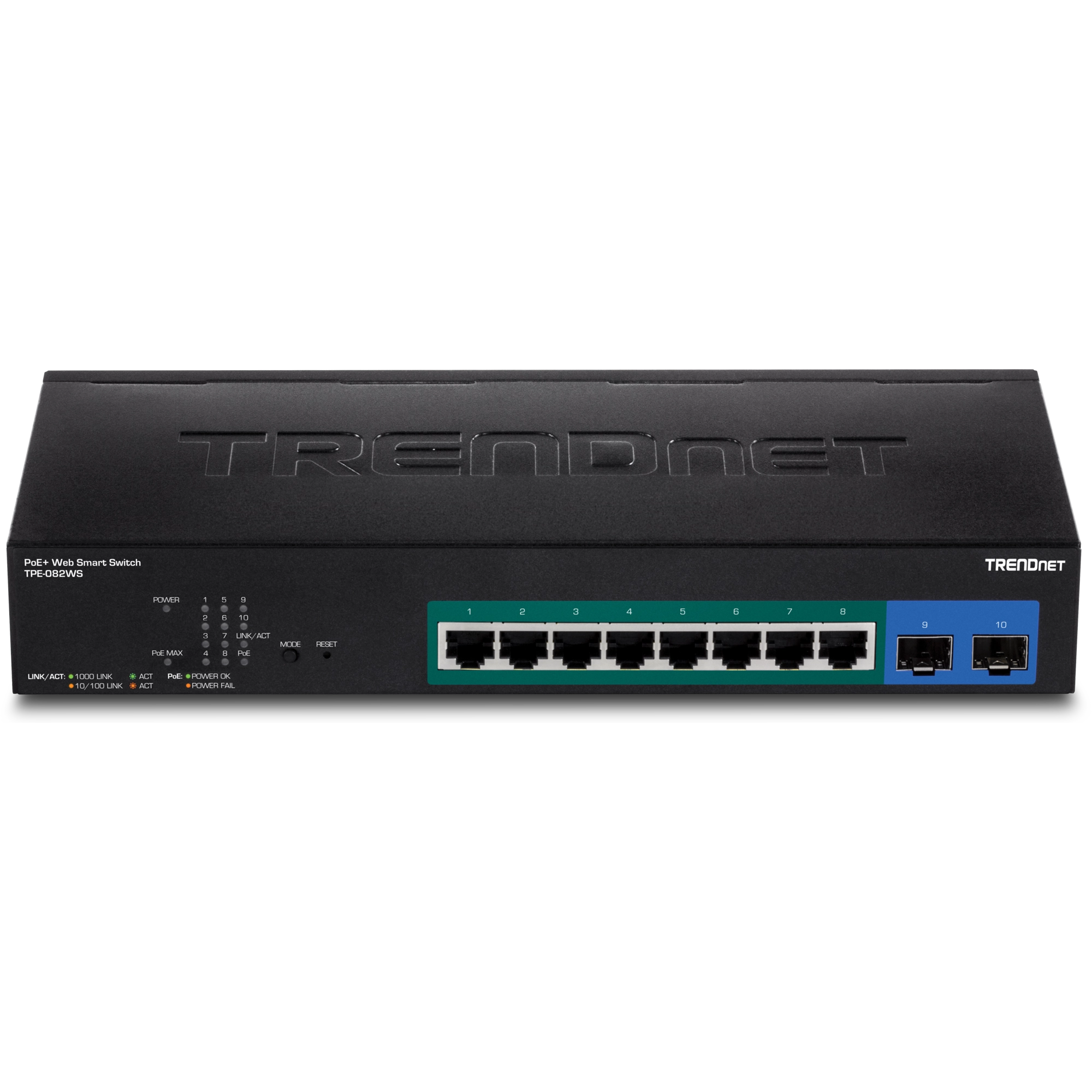 TRENDNET - TPE-082WS - 10-Port Gigabit Web Smart  PoE+ Switch