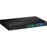 TRENDNET - TPE-1620WSF - 20-port Gigabit Web Smart POE+ Switch w/ 2 Shared SFP Slots  (16 PoE+, 2SFP) (370W)