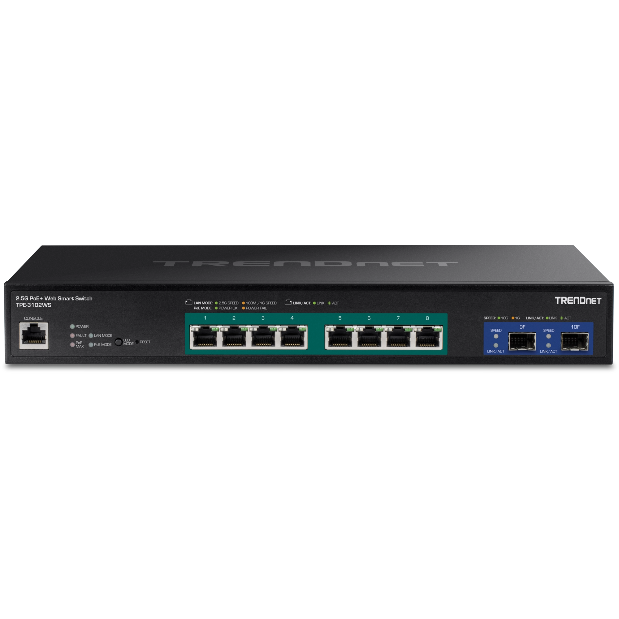 TRENDNET - TPE-3102WS - 10-Port 2.5G Web Smart PoE+ Switch with 10G SFP+ Slots