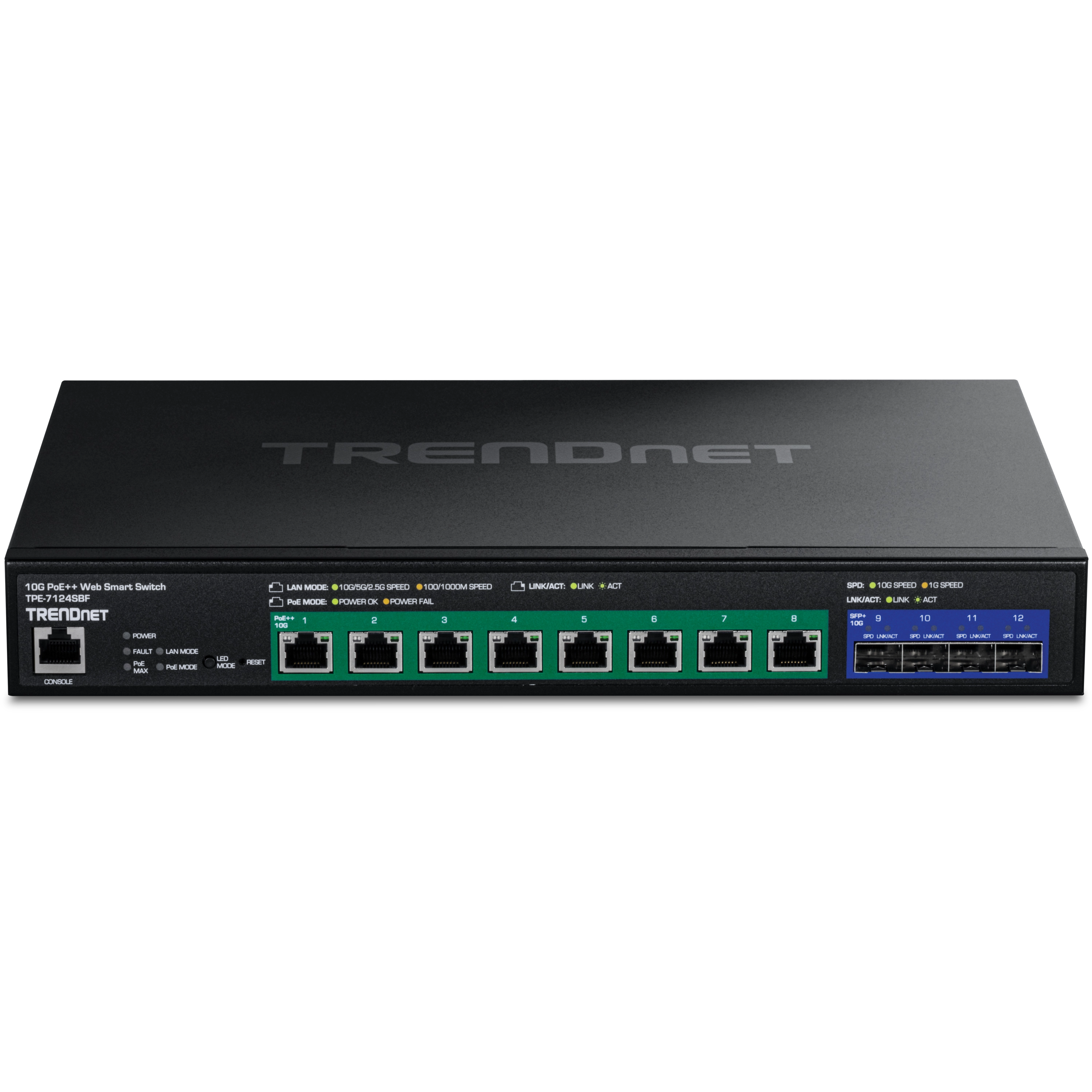 Trendnet - TPE-7124SBF - 12-Port 10G PoE++  Web Smart Switch (720W)