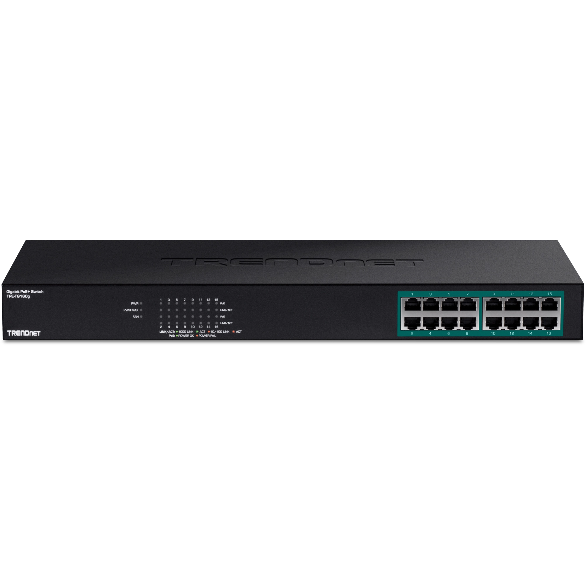 TRENDNET - TPE-TG160g - 16-port GREENnet Gigabit PoE+ Switch (250W)