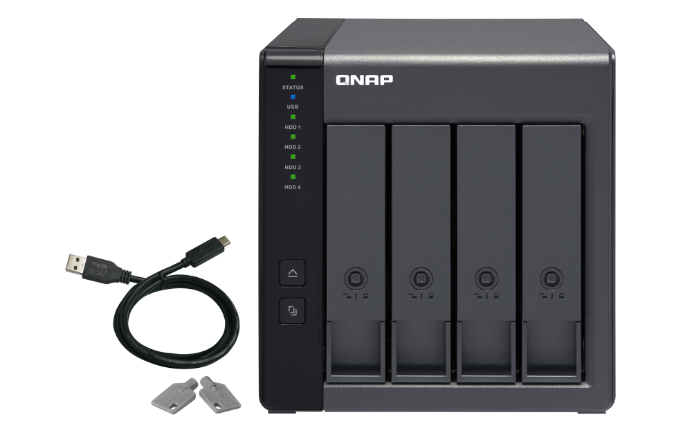 QNAP - TR-004-US - QNAP TR-004 4-bay USB 3.0 type-C (5Gbps) hardware RAID enclosure/ DAS, supports 3.5