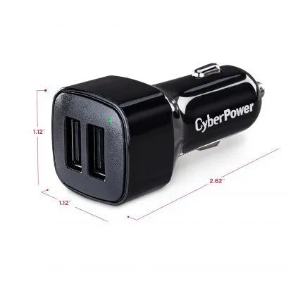 Cyber Power - TR22U3A - Travel Charger - (2) USB 3.1A Shared Ports and DC Auto Power Plug