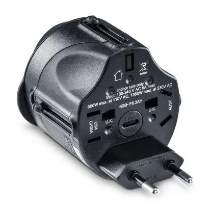 Cyber Power - TRA1A2 - Travel Adapter 100-240V In/Out Type A, C, G, & I Plug Adapters 1-Year Warranty