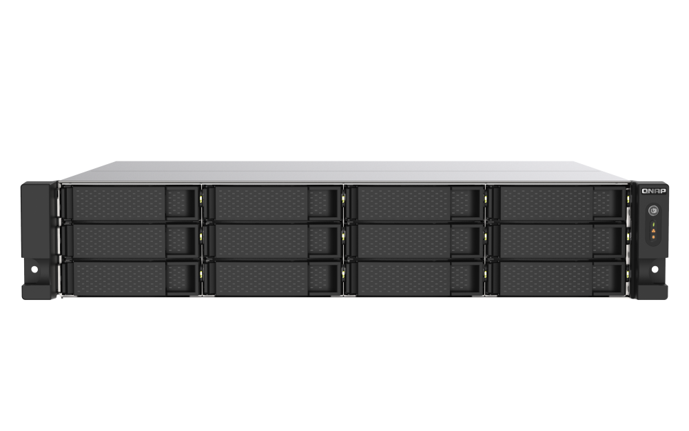 QNAP - TS-1273AU-RP-8G-US - QNAP 2U 12-Bay NAS/iSCSI IP-SAN. AMD Ryzen V1500B Quad-core 2.2GHz, 8GB RAM, 2x2.5GbE LAN, Redundant PSU, Optional 10GbE & M.2 NVMe via PCIe expansion