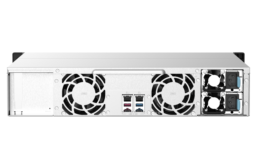 QNAP - TS-1273AU-RP-8G-US - QNAP 2U 12-Bay NAS/iSCSI IP-SAN. AMD Ryzen V1500B Quad-core 2.2GHz, 8GB RAM, 2x2.5GbE LAN, Redundant PSU, Optional 10GbE & M.2 NVMe via PCIe expansion