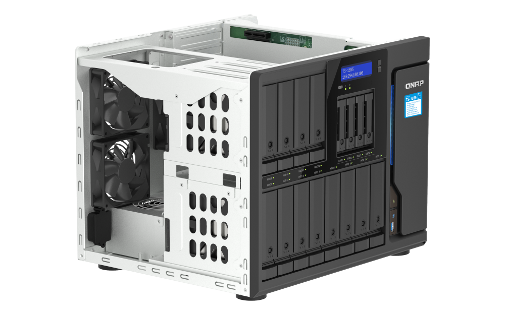 QNAP - TS-1655-8G-US - QNAP TS-1655 16-Bay High-Performance Desktop NAS, Intel Atom C5125 8C/8T 2.8GHz processor, 8 GB UDIMM DDR4 non-ECC RAM