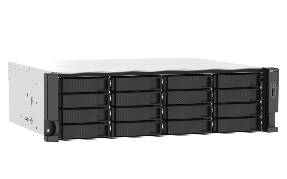 QNAP - TS-1673AU-RP-16G-US - QNAP 3U 16-Bay NAS/iSCSI IP-SAN. AMD Ryzen V1500B Quad-core 2.2GHz, 16GB RAM, 2x2.5GbE LAN, Redundant PSU, Optional 10GbE & M.2 NVMe via PCIe expansion