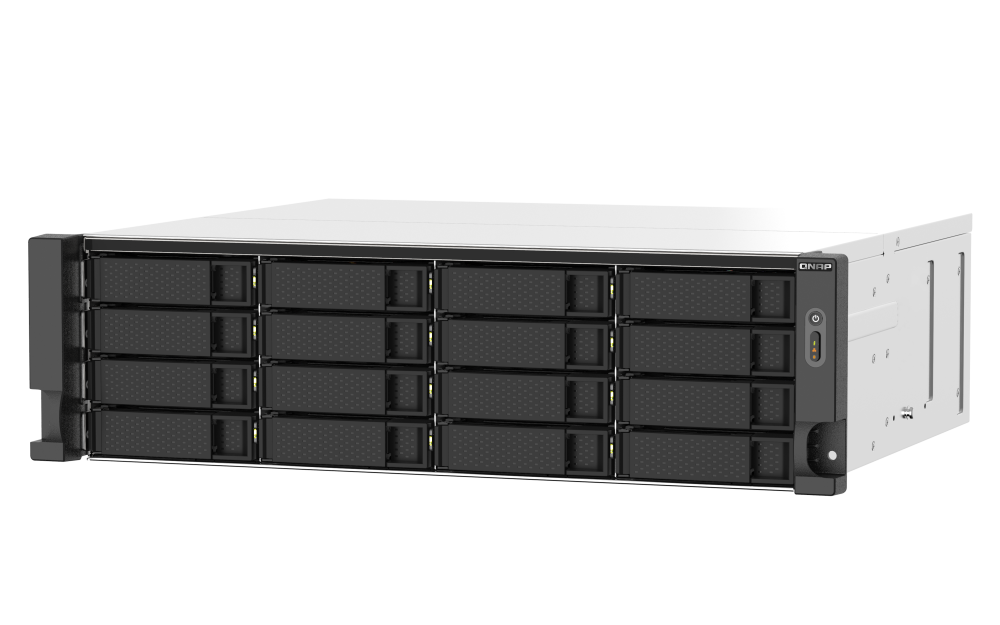 QNAP - TS-1673AU-RP-16G-US - QNAP 3U 16-Bay NAS/iSCSI IP-SAN. AMD Ryzen V1500B Quad-core 2.2GHz, 16GB RAM, 2x2.5GbE LAN, Redundant PSU, Optional 10GbE & M.2 NVMe via PCIe expansion
