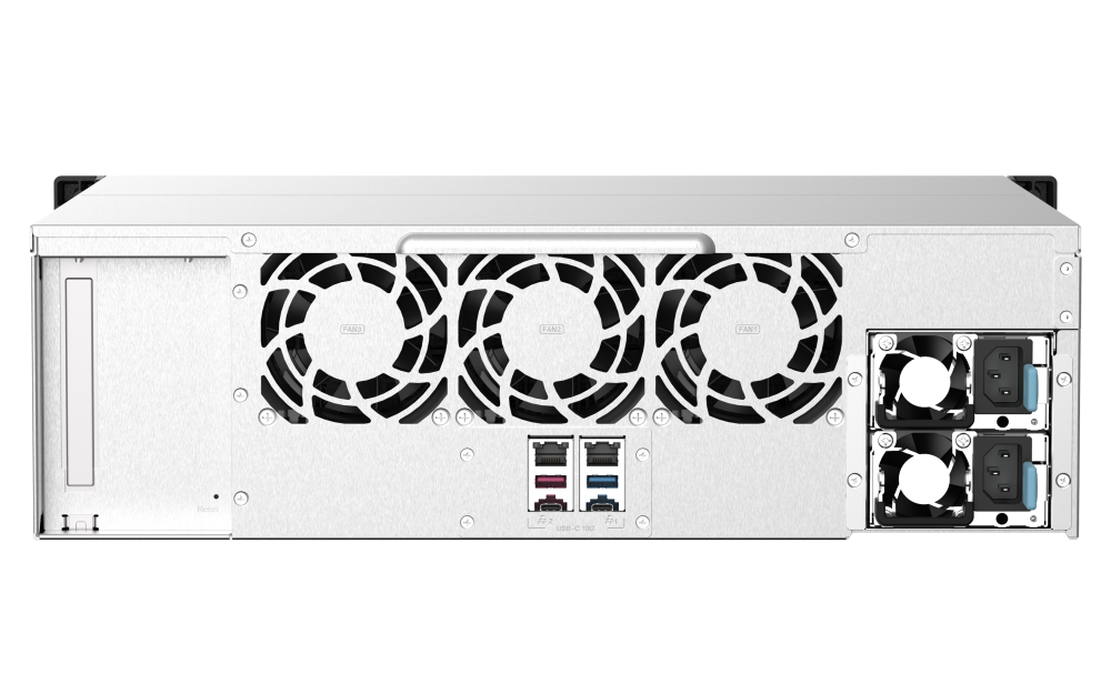 QNAP - TS-1673AU-RP-16G-US - QNAP 3U 16-Bay NAS/iSCSI IP-SAN. AMD Ryzen V1500B Quad-core 2.2GHz, 16GB RAM, 2x2.5GbE LAN, Redundant PSU, Optional 10GbE & M.2 NVMe via PCIe expansion