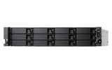 QNAP - TS-1886XU-RP-D1622-8G-US - QNAP 12-Bay 2U Rackmount NAS, Intel Xeon E-2236 6-core 3.4 GHz processor (burst up to 4.8 GHz), 128 GB UDIMM DDR4 (4 x 32GB), 12x 2.5"/3.5" SATA HDD/SSD, 4 GigaLan, 2 x 10GbE SFP+ SmartNIC, 2 x 10GBase-T, 500W redundant