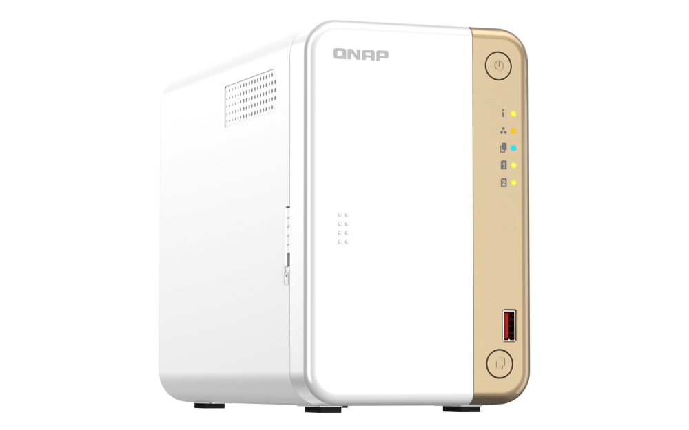 QNAP - TS-262-4G-US - QNAP 2-Bay desktop NAS, Intel Celeron N4505 dual-core processor, 4GB DDR4 SODIMM RAM