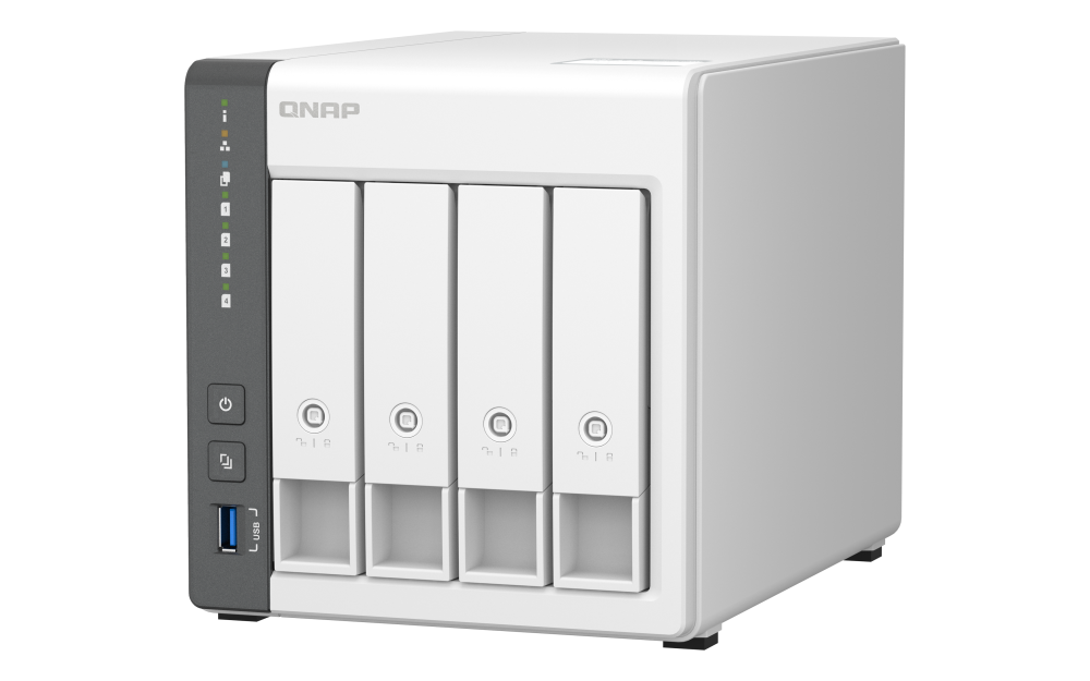 QNAP - TS-433-4G-US - QNAP TS-433 4-Bay Personal Cloud NAS for Backup and Data Sharing. ARM 4-core Cortex-A55 2.0GHz, 4GB on-board RAM