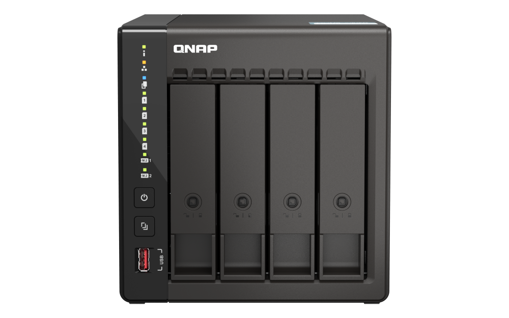 QNAP - TS-453E-8G-US - QNAP 4-Bay High-Performance desktop NAS with Intel Celeron 4-Core J6412, onboard 8GB RAM