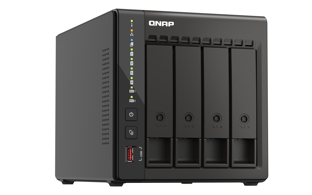 QNAP - TS-453E-8G-US - QNAP 4-Bay High-Performance desktop NAS with Intel Celeron 4-Core J6412, onboard 8GB RAM
