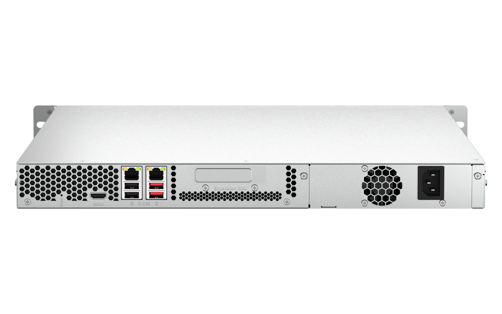 QNAP - TS-464U-4G-US - QNAP 1U 4-bay NAS/iSCSI IP-SAN, Intel Celeron N5105/N5095 4C/4T (up to 2.7GHz), 4GB DDR4 RAM, 2.5GbE LAN, 4K HDMI v1.4b, PCIe Expansion Slot, Single PSU
