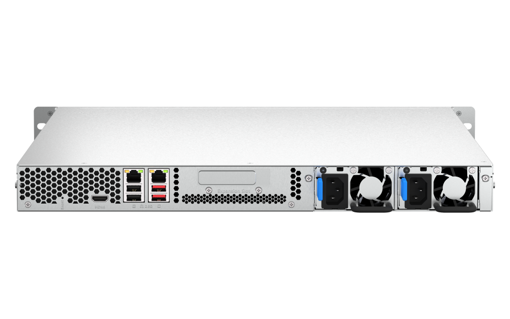 QNAP - TS-464U-RP-8G-US - QNAP 1U 4-bay NAS/iSCSI IP-SAN, Intel Celeron N5105/N5095 4C/4T (up to 2.7GHz), 8GB DDR4 RAM, 2.5GbE LAN, 4K HDMI v1.4b, PCIe Expansion Slot, Redundant PSU