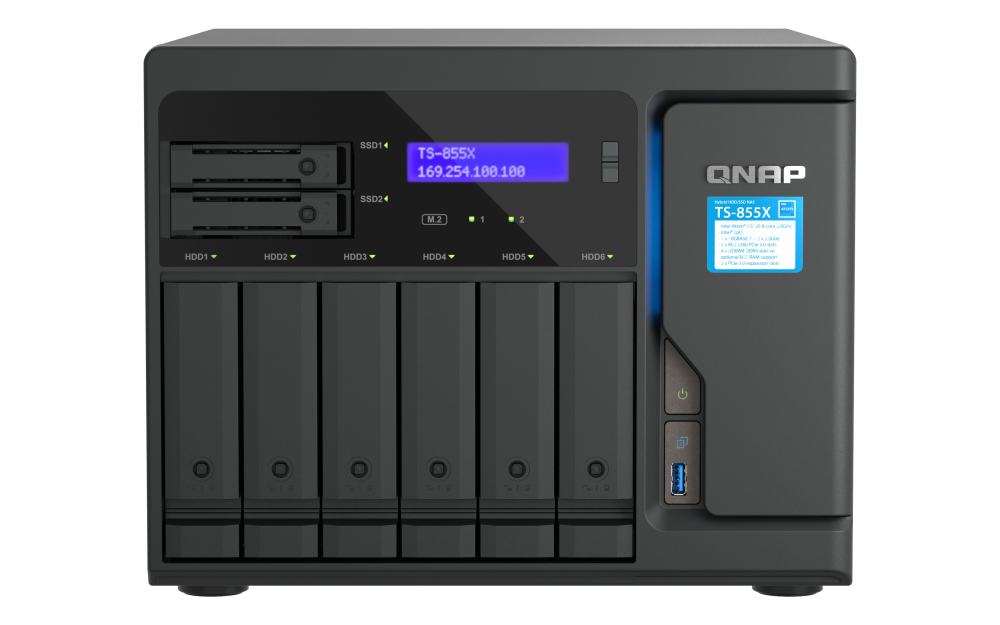 QNAP - TS-855X-8G-US - QNAP Desktop 8-Bay NAS/iSCSI IP-SAN, Intel Atom C5125 processor, 8 GB DDR4 RAM