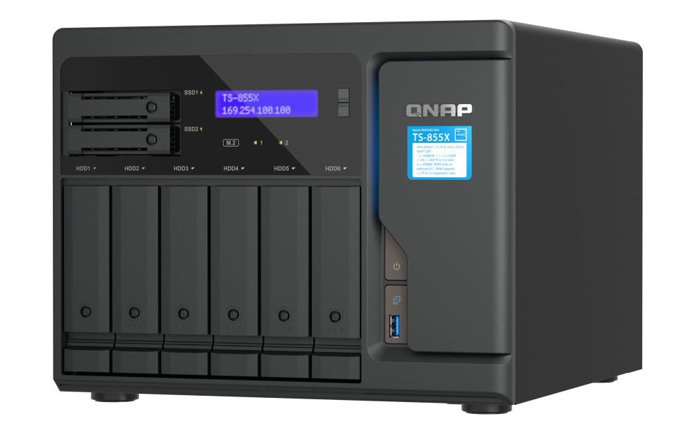 QNAP - TS-855X-8G-US - QNAP Desktop 8-Bay NAS/iSCSI IP-SAN, Intel Atom C5125 processor, 8 GB DDR4 RAM