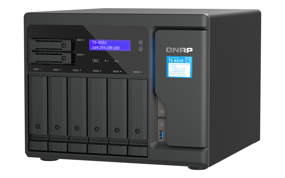 QNAP - TS-855X-8G-US - QNAP Desktop 8-Bay NAS/iSCSI IP-SAN, Intel Atom C5125 processor, 8 GB DDR4 RAM